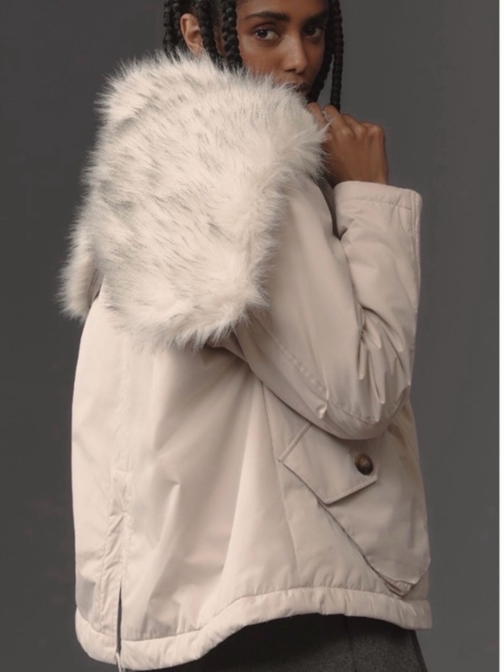 NWT Anthropologie Pilcro Utility Faux Fur Hooded Jacket Parka, L